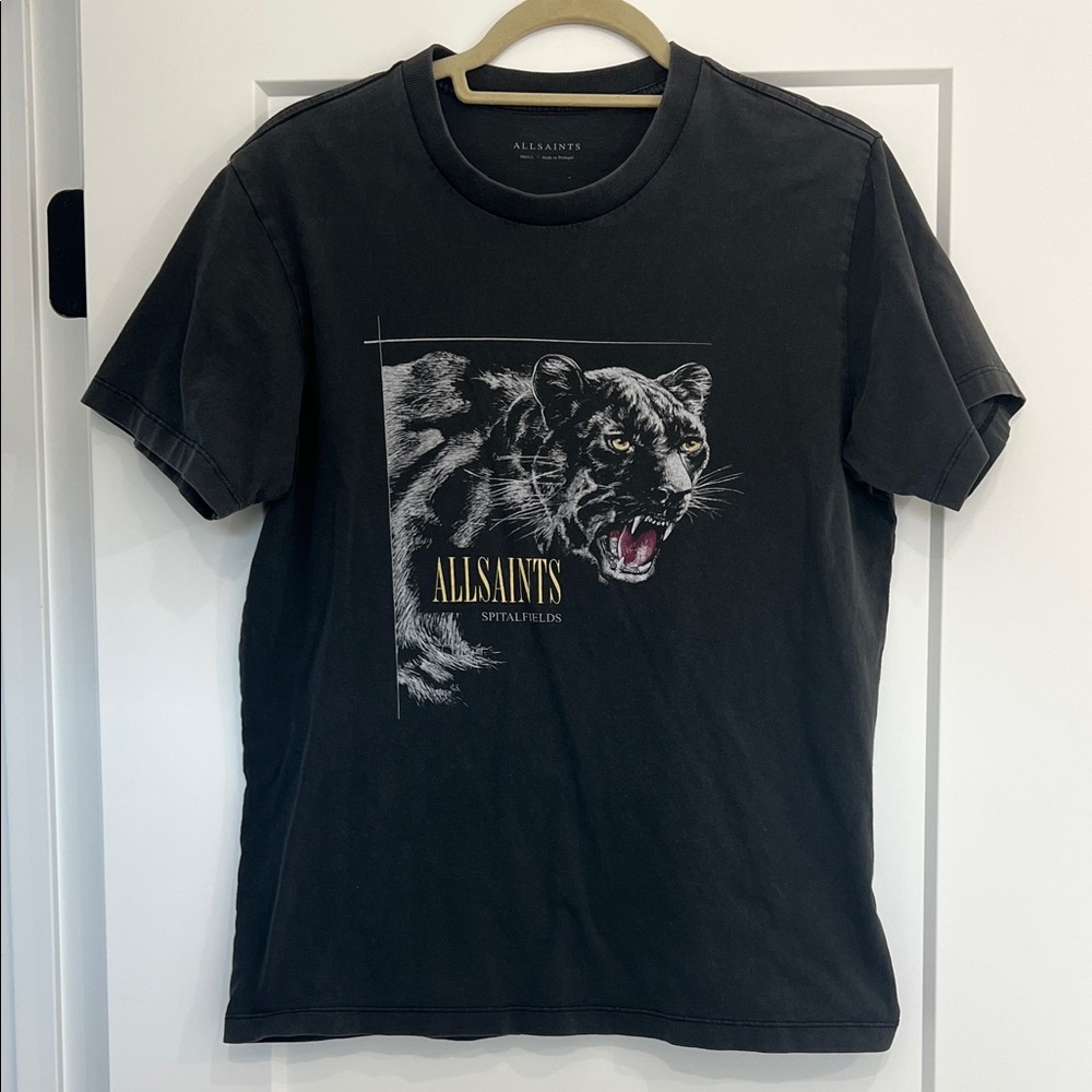 All Saints Charcoal Panther Graphic Tee